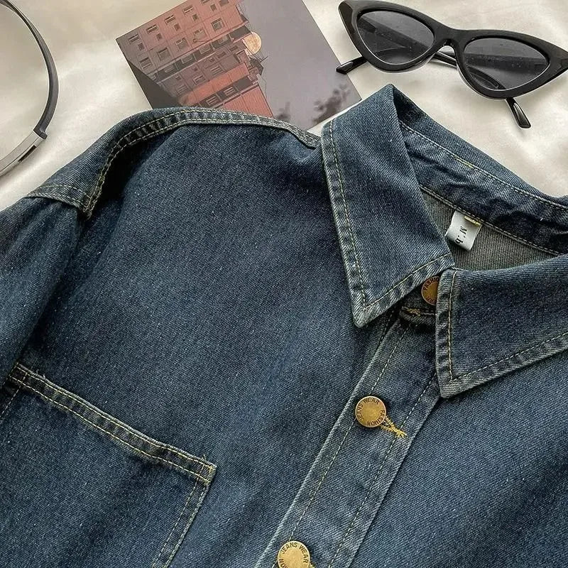 Y2K Denim Skirt Set: Vintage Japanese Style Button Jacket & Cute Mini Skirt, 2-Piece Suit